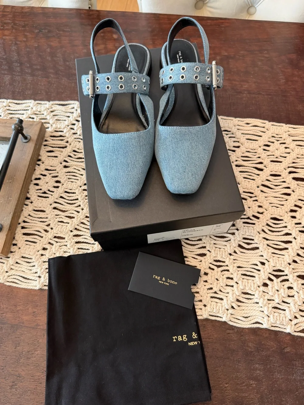 Rag & Bone Astra Slingback Flats in Denim - Size 39 (9)